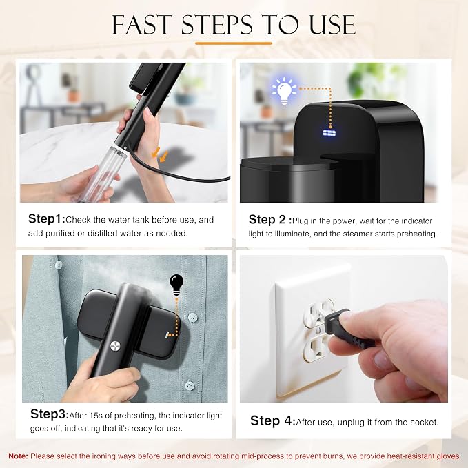 Steamer for Clothes, Portable Handheld Garment Steamer for Fabric Wrinkles - Image 6