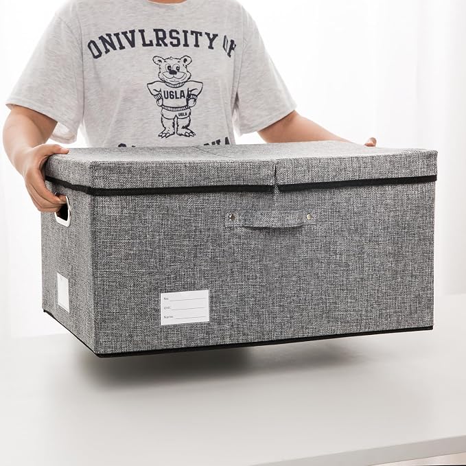 PRANDOM Storage Bins with Lids Linen Fabric Foldable Storage Boxes Organizer - Image 6