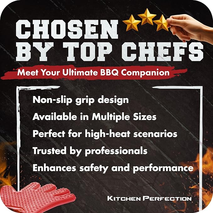 KITCHEN PERFECTION Silicone Smoker Oven Gloves -Extreme Heat Resistant BBQ - Image 8
