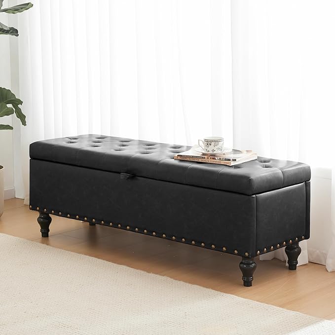 50" Storage Ottoman Bench, Tufted Ottoman by Mangodan