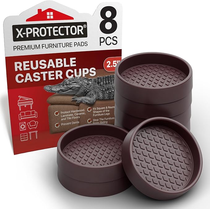 Furniture Cups X-PROTECTOR – 2.5" Caster Cups 8 PCS – Round Furniture Coasters by X-Protector