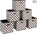 Household Essentials Fabric Storage Bins 6 Piece Set, Checkerboard White and by HouseholdEssentials
