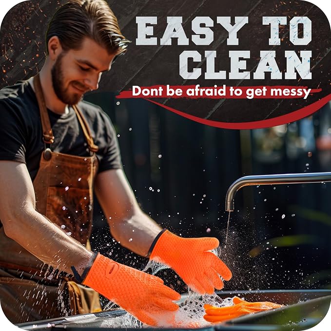 KITCHEN PERFECTION S Silicone Smoker Oven Gloves -Extreme Heat Resistant BBQ - Image 7