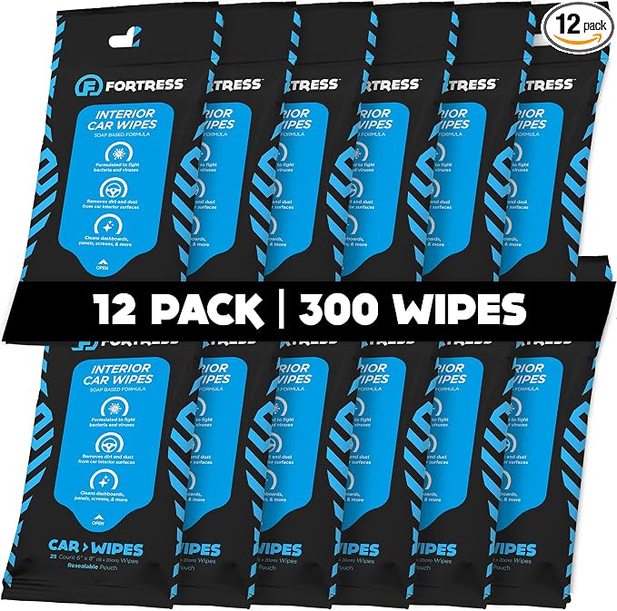 Fortress Car Interior Wipes for Car Interior Cleaning, and Steering Wheel by Fortress