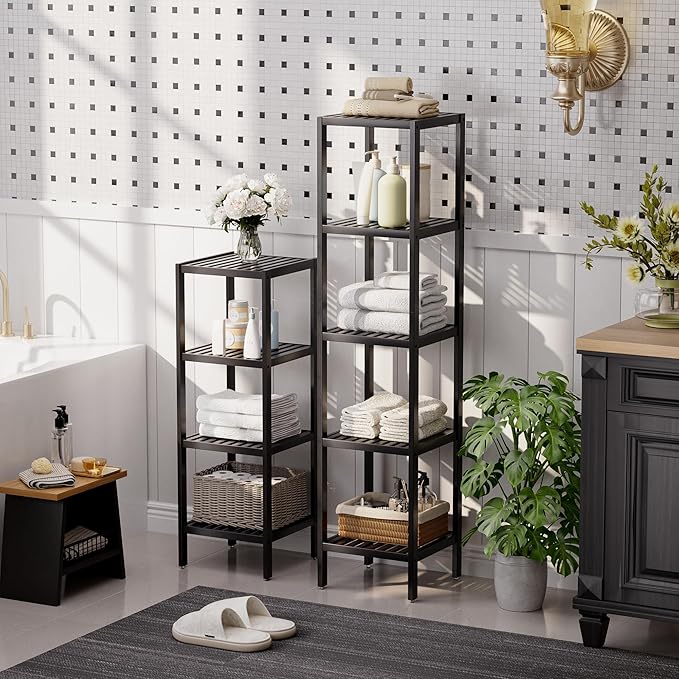 SMIBUY Bathroom Storage Shelf, 4-Tier Bamboo Rack Organizer - Image 4