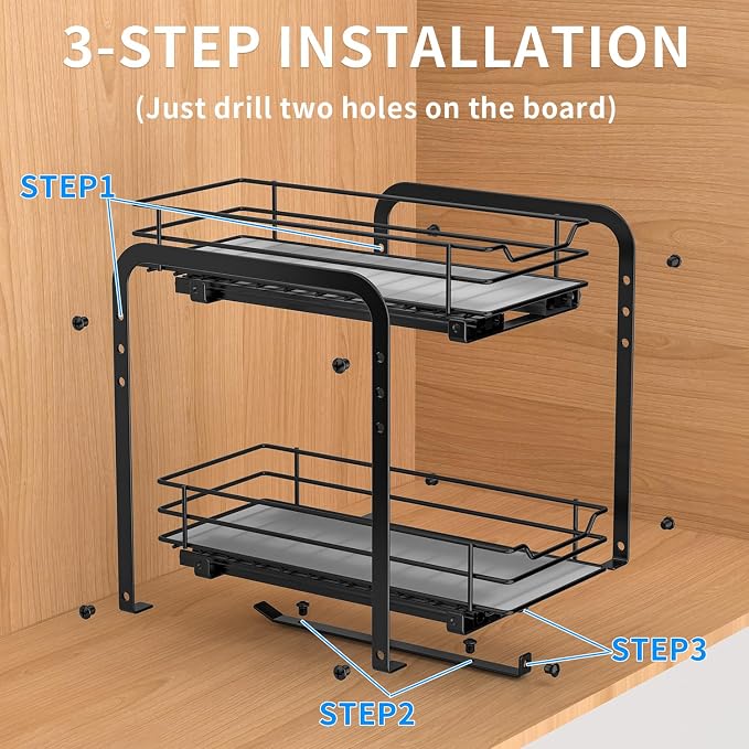 RCHYFEED Spice Organization for Cabinet, 2 Tier Pull Out Spice Rack for - Image 7