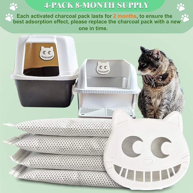 Unscented Cat Litter Box Deodorizer Kit Stick-On Activated Carbon Odor - Image 5