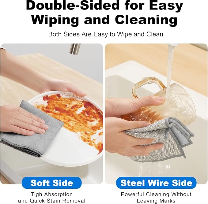 JOYMOOP Dual-Sided Silver Microfiber Cleaning Cloth, Reusable Non-Scratch - Image 2