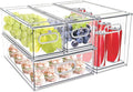 MineSign 4 pack Stackable Fridge Drawers Pull-Out Bins Divided Produce Saver by MineSign