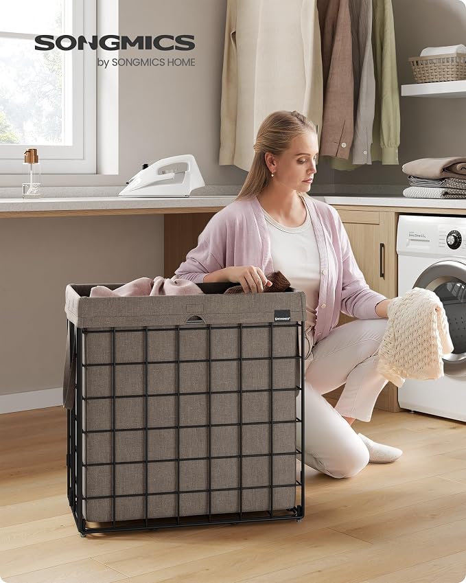 SONGMICS Laundry Hamper, 29 Gal. Laundry Basket, Collapsible Clothes Hamper - Image 2