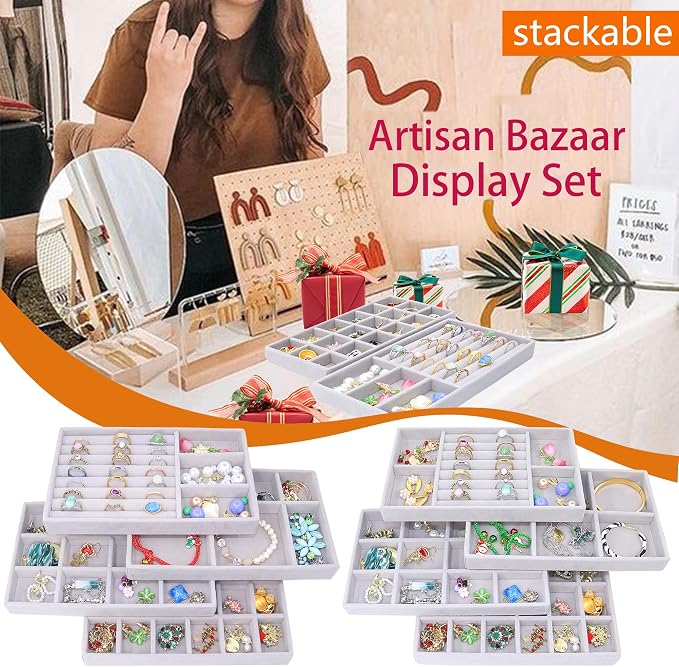 Jewelry Storage 8PACK, Velvet Jewelry Organizer Trays - Image 4