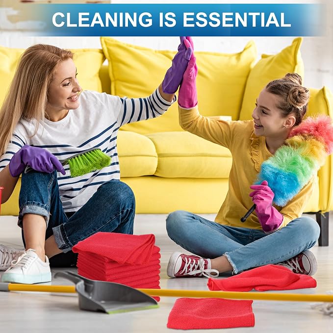 Tenare 100 Pack 12'' x 12'' Microfiber Cleaning Cloths Reusable Cleaning Rags - Image 7
