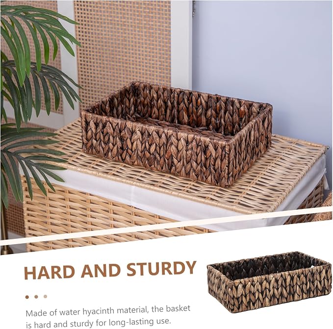 Handwoven Wicker Storage Baskets Set, Natural water hyacinth & Iron Frame | - Image 8