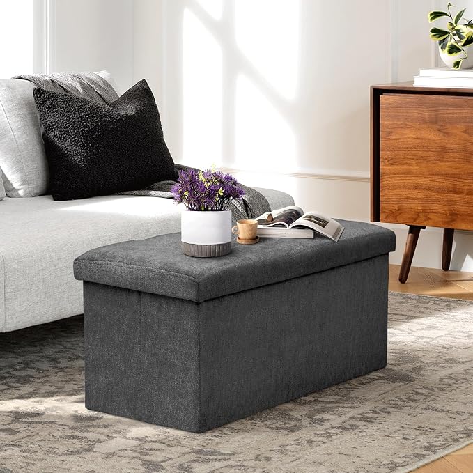 Athena Collection 30" Storage Ottoman Bench Folding Bench - Image 2