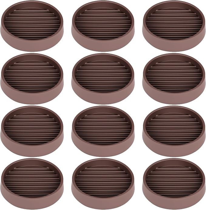 Non Slip Furniture Pads, 2.5” Round Rubber Caster Cups, Anti-Slip Gripper by VOCOMO