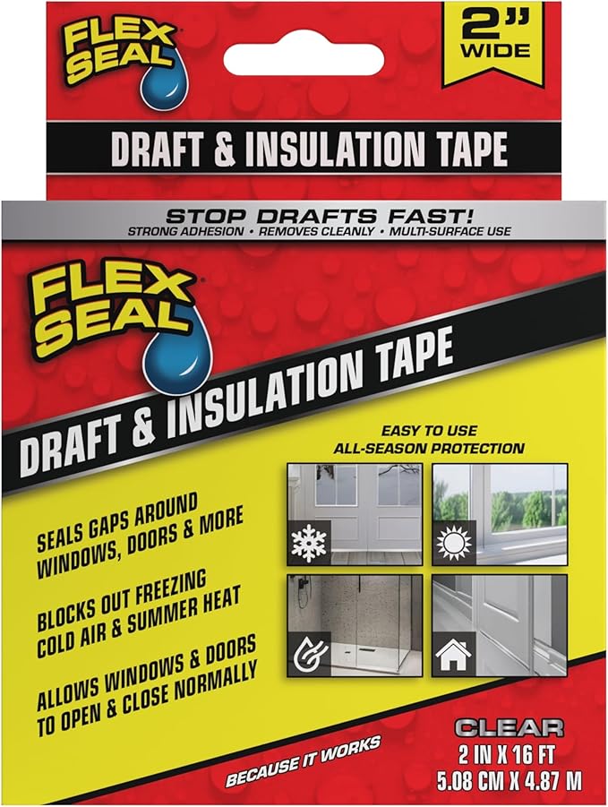 Flex Seal Draft and Insulation Sealing Tape, Rubberized, Weatherproof Strip by FlexSealProducts
