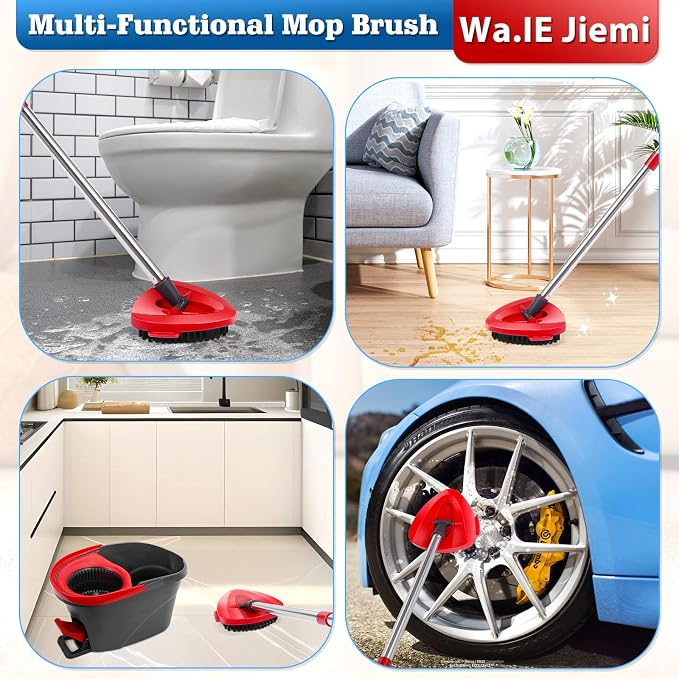1 Pcs Spin Mop Replacements Scrub Brush and 1 Mop Base - Image 7