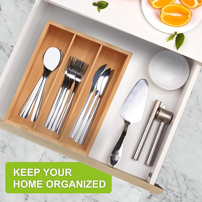 Bamboo Utensil Drawer Organizer, Kitchen Drawer Organizer - Image 5