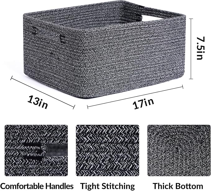 Large Storage Baskets for Organizing, Closet Shelf Baskets for Clothes Blanket - Image 2