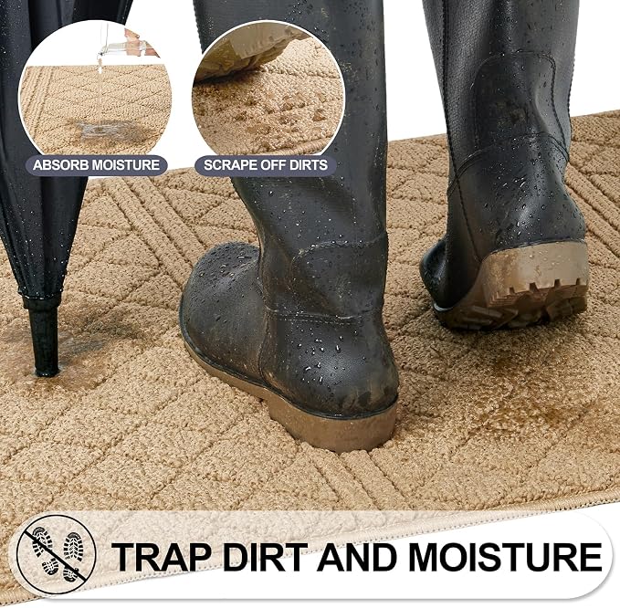 REFETONE Indoor Doormat, Front Back Door Mat 24"x36" Absorbent Rubber Backing - Image 4