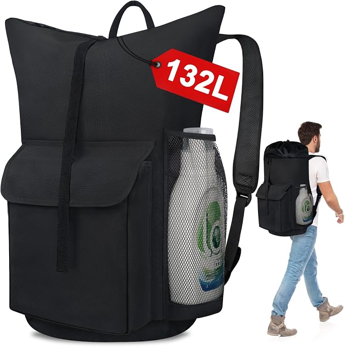 Laundry Backpack Bag, 132L Extra Large Heavy Duty Laundry Backpack by Attmu