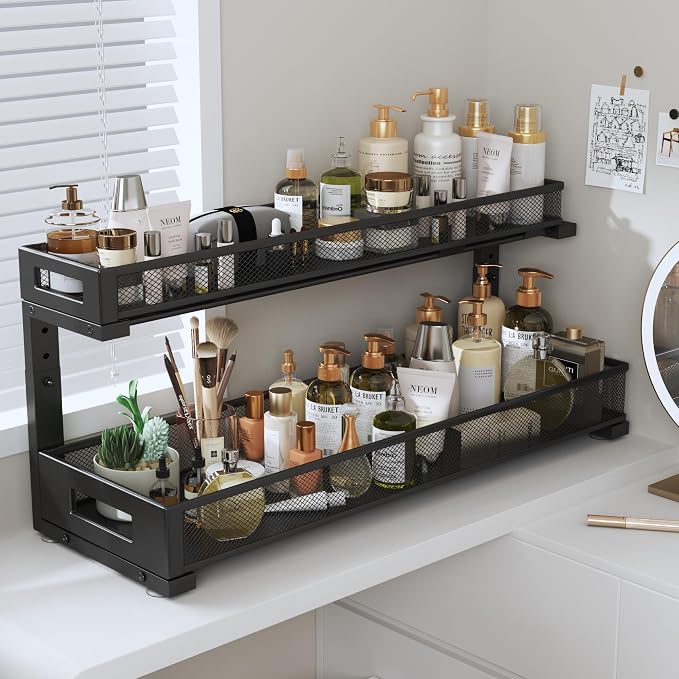 1 Pack 20.47IN Depth Under Sink Storage Organizer, Large 2-Tier Elegant Mesh - Image 8