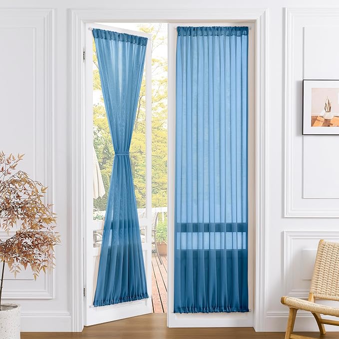 Tollpiz Sheer Door Curtain Closet Linen Textured Curtains Sheer Doorway Light by Tollpiz