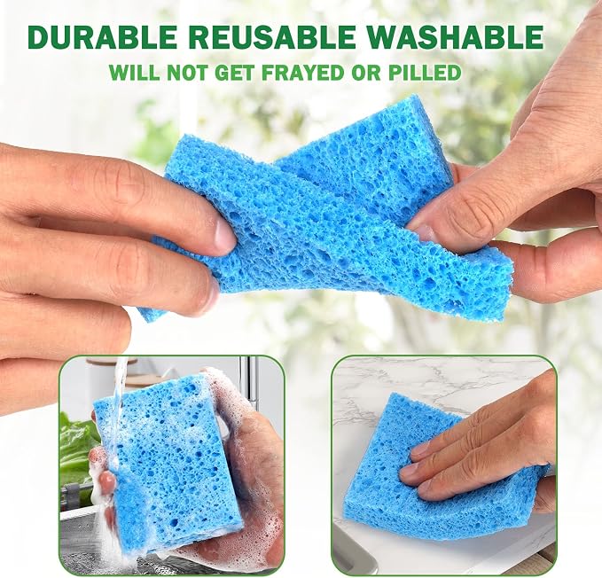 12 Counts Multipurpose Kitchen Sponges Pack Compostable Biodegradable - Image 4