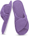 Evshine Summer House Slippers for Women Corduroy Cross Bow Indoor Slippers Open by Evshine