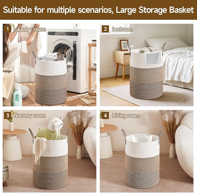 CLHMILY&Z 80L Laundry Basket Round Storage Rope Basket - Image 5
