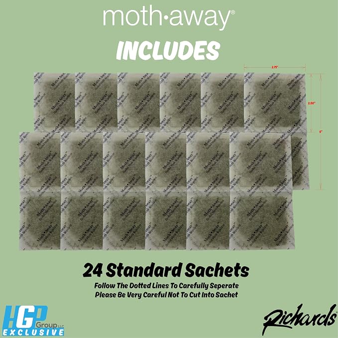 Richards Homewares Moth Away Sachets – 24-Pack Natural Herbal Moth Repellent - Image 6