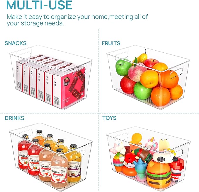 Vtopmart 6 PCS Clear Plastic Storage Bins, Pantry Organizer Containers - Image 6