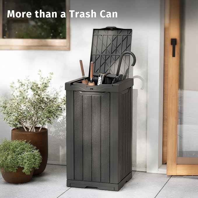 EAST OAK 31 Gallon Outdoor Trash Can | Waterproof Resin Garbage Can - Image 6