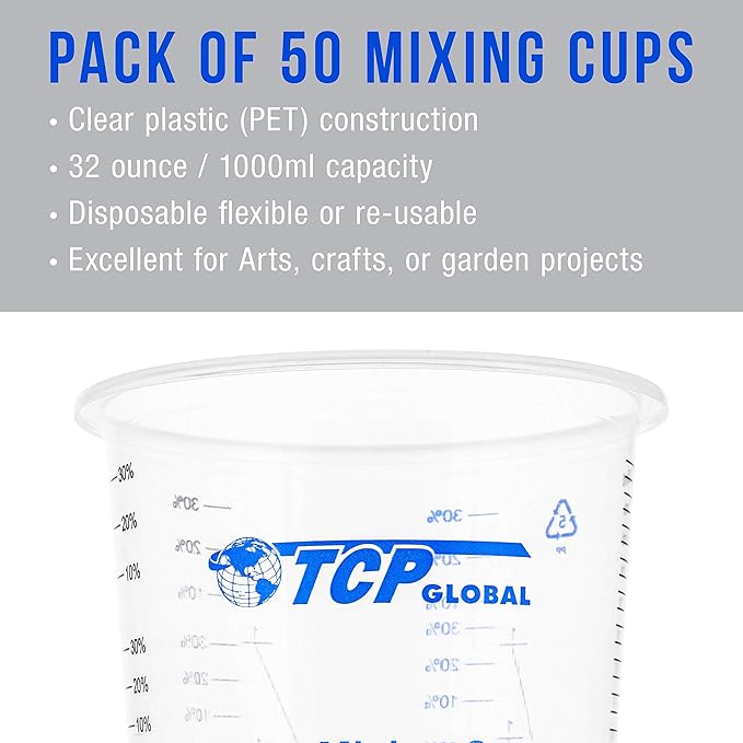 TCP Global 32 oz. Graduated Plastic Mixing Cups - Image 3