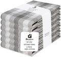 Kitchen Towels Set of 6 Grey/White Checks 20x30 Inches 100% Cotton Highly by Gratico