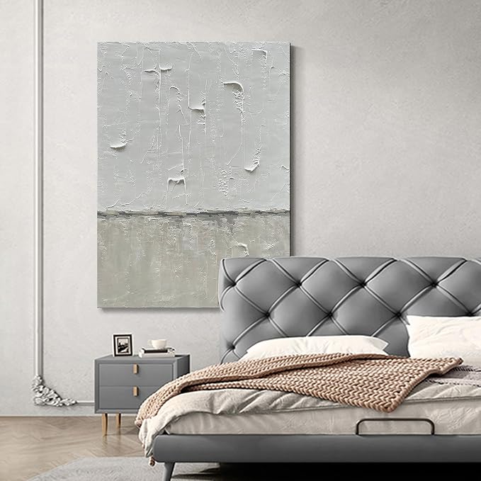 NANKAI Hand Painted Grey and White art Canvas Paintings Minimalist Abstract Oil - Image 3