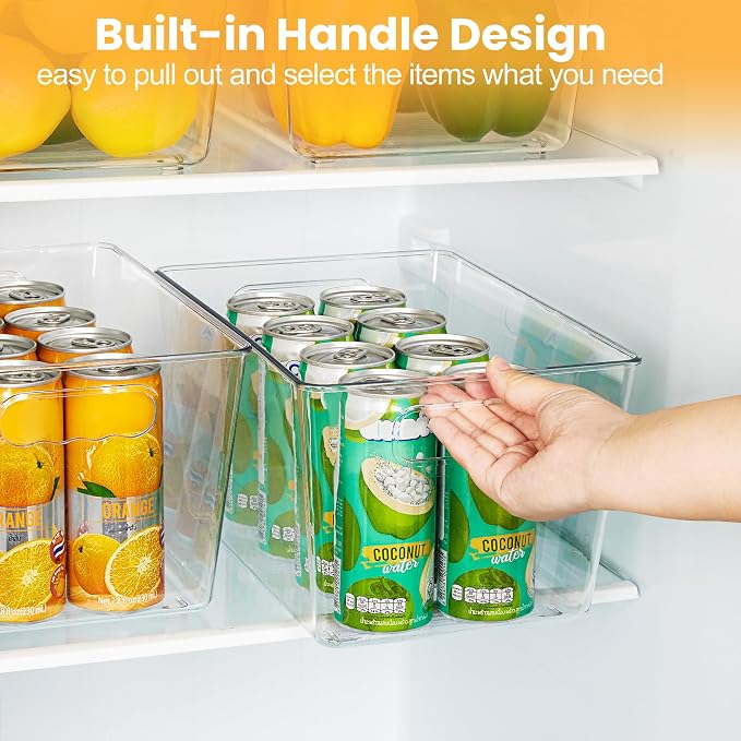 YIHONG 6 Pack Clear Pantry Organizer Bins, Plastic Containers - Image 5