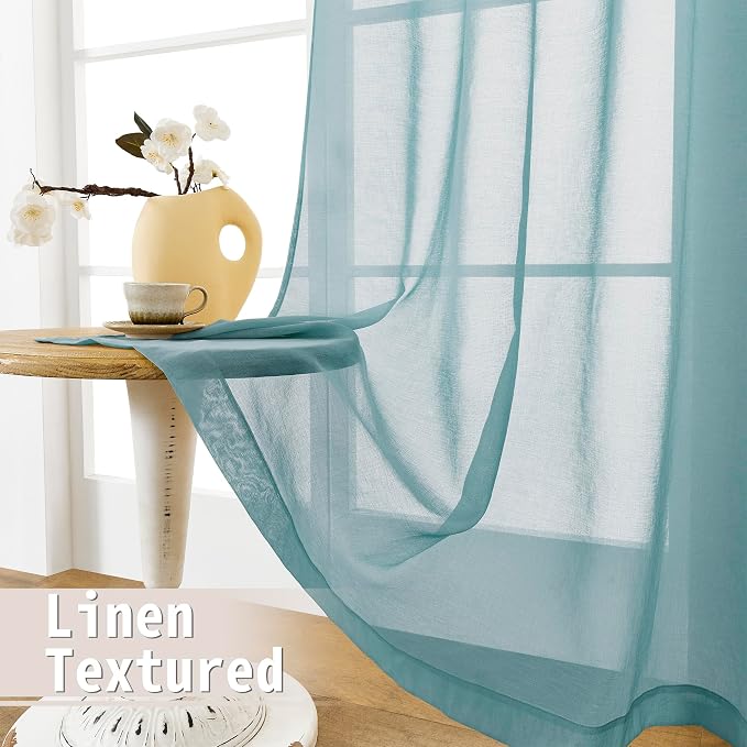 Tollpiz Sheer Door Curtain Closet Linen Textured Curtain Sheers Doorway Light - Image 4