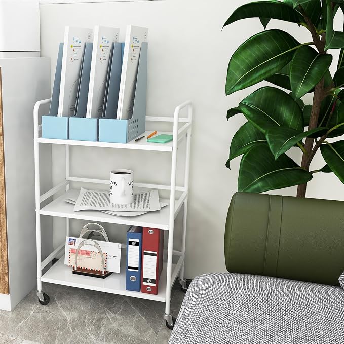 HDANI 3 Tier Rolling Cart Shelves, Heavy Duty Multifunctional Metal - Image 2