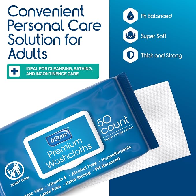 Inspire Adult Wet Wipes, Wash Cloths | Adult Wipes - Image 5
