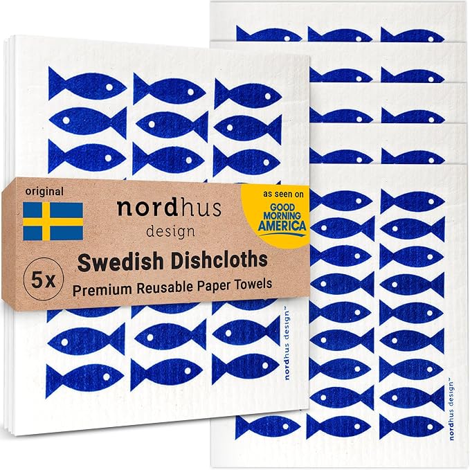 Nordhus Design Swedish Dishcloths, 5 Fish Cloths, Made in Sweden by nordhusdesign