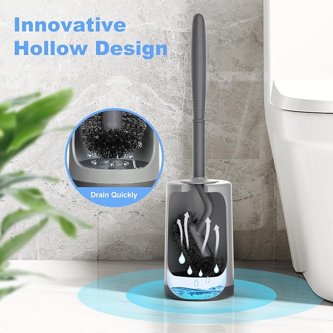 HAMITOR Toilet Bowl Brush Holder Set: Curved Design - Image 4