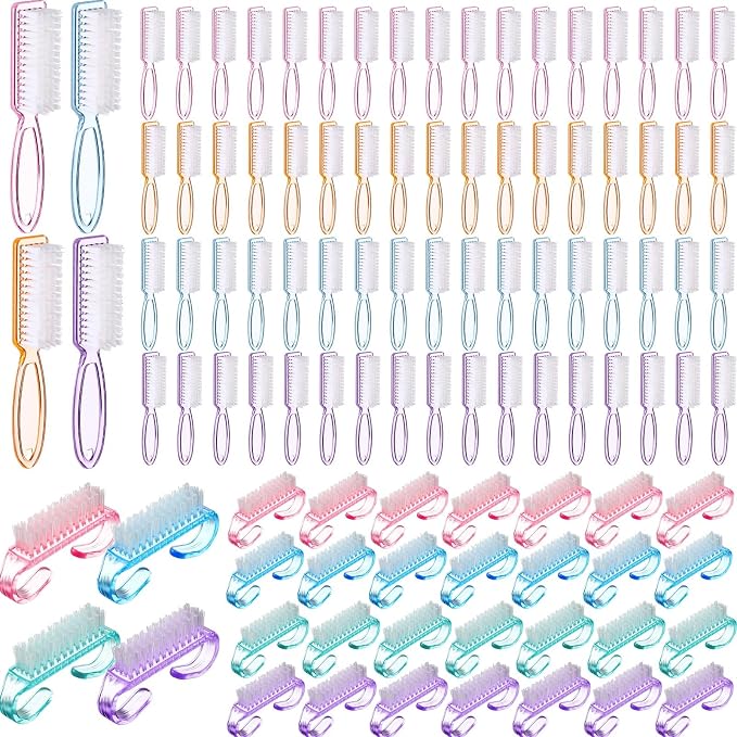 Patelai 100 Pcs Handle Grip Nail Brush Bulk Colorful Nail Scrubber Cleaner by Patelai