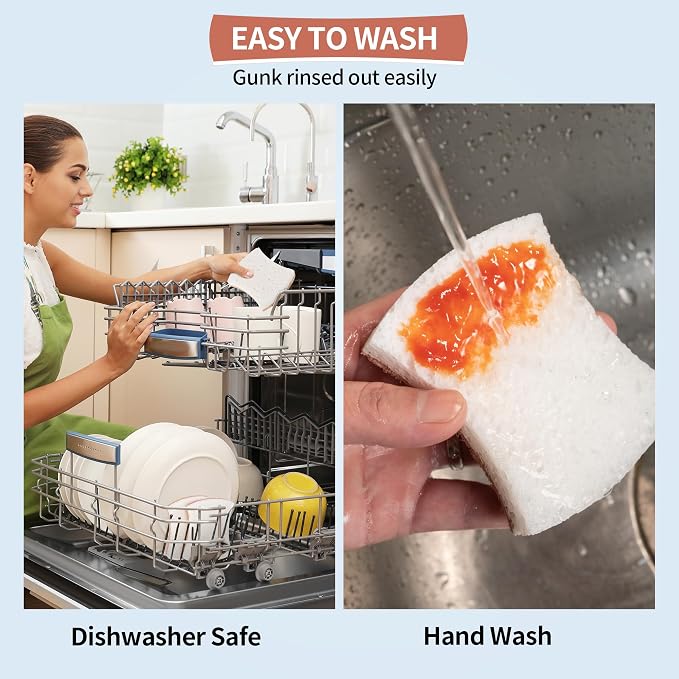 HOMERHYME Natural Dish Sponge 12 Pack, Non-Scratch Scrub Kitchen Sponge - Image 6
