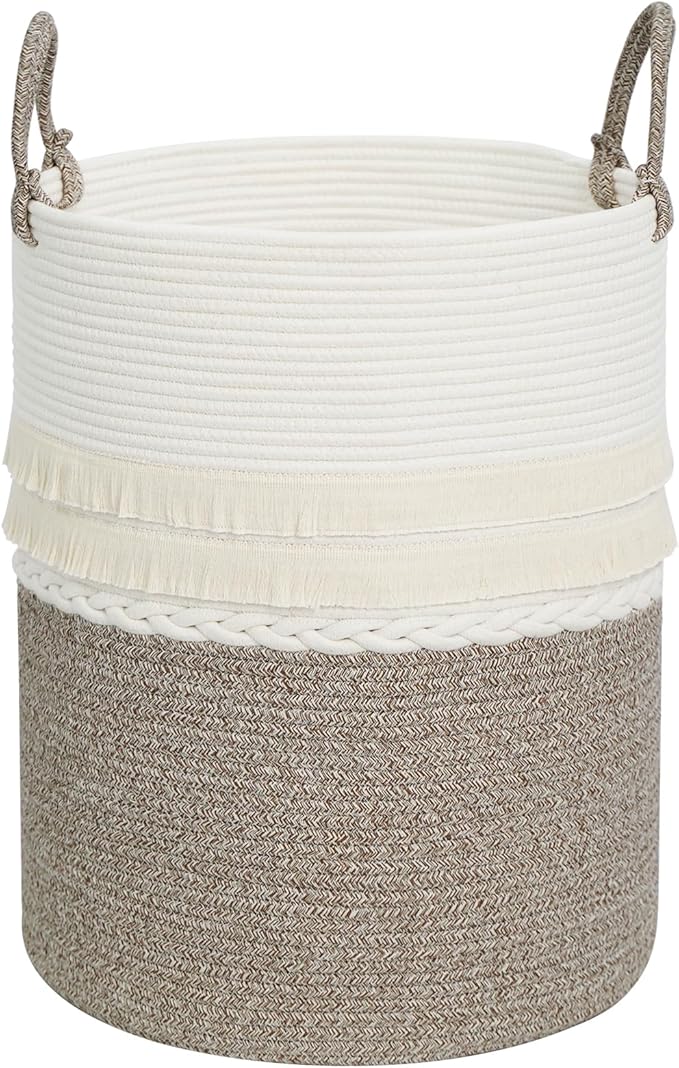 danpinera 79 L Large Laundry Basket, Tall Woven Cotton Storage Hamper by danpinera