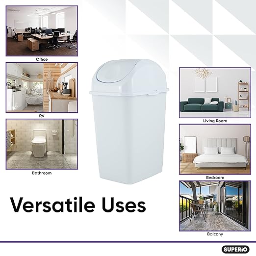 Superio Small Plastic Trash Can - Image 4