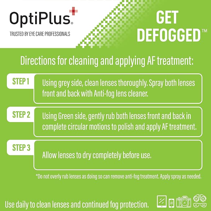 OptiPlus Anti-Fog Lens Cleaning Spray and Dual Microfiber Cloth | Streak-Free - Image 3