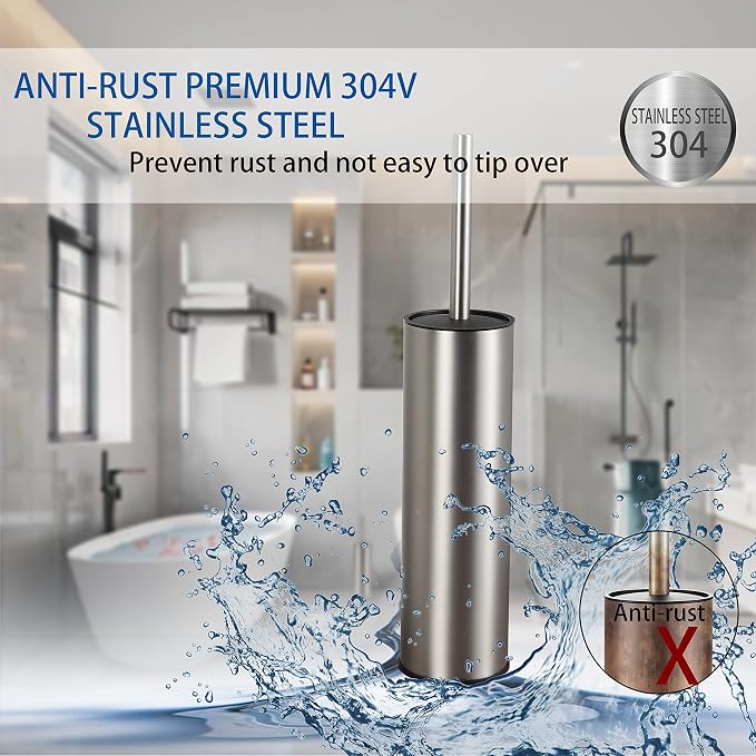 Toilet Brush and Holder, Stainless Steel Toilet Brushes - Image 2