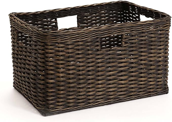 The Basket Lady Tall Rectangular Wicker Storage Basket, 22.5 in L x 16 in W x by TheBasketLady