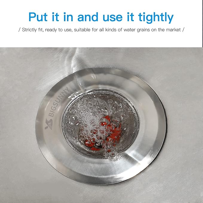 Mesh Sink Strainer Set of 3, MSY BIGSUNNY Stainless Steel Kitchen Sink Strainer - Image 3